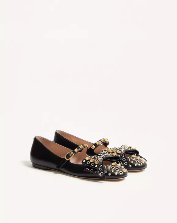 Valentino Mary-Jane Bowow Ballerina In Kidskin With Studs - Image 6